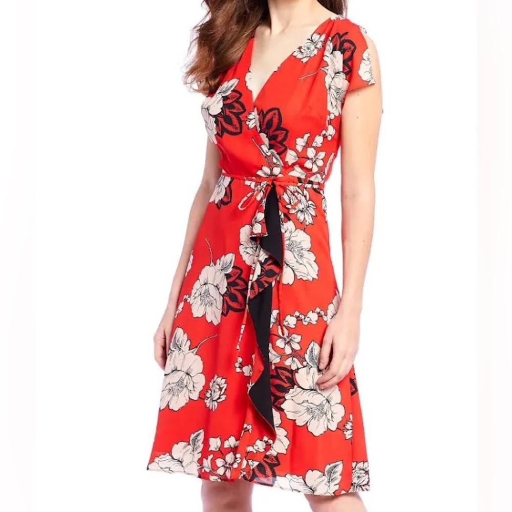 NWT Adrianna Papell Paisley Floral Draped Aline Dress Women's size 10